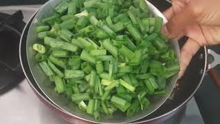 कांद्याची पात कशी करायची🤔  Kandyachi Pat Bhaji  Spring Onion Sabji  Lunch box recipe [upl. by Alien51]