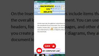 Backspace और Delete में अंतरDifferent Between Backspace and Delete ButtonBKCOMPUTERLAB shorts [upl. by Nostaw]