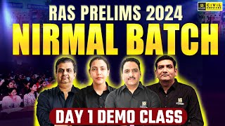 RAS Prelims quotNirmal Batchquot 2024  Demo Class  Day 1  RAS Utkarsh [upl. by Drusi]