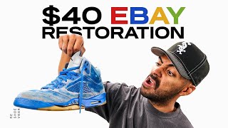 DESTROYED Air Jordan 5 Restoration  Damaged Blue Suede Redye [upl. by Edi60]