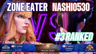 SF6 Zone Eater Manon Vs Nashi0530 3 Ranked Juri  Street Fighter 6 Pro Gameplay [upl. by Sokil]