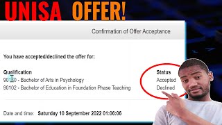 How to acceptdecline an Offer at UNISA for 2023 online UNISA 2023 Admissions [upl. by Felicle766]