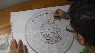 Aztec Calendar Drawing Time Lapse [upl. by Turmel]