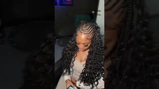 Half Fulani braids Half deep wave sewin hairstyles braiding knotlessbraids hairstyle bohobraids [upl. by Brigitta944]