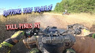 ATV trail riding at Tall Pines NY  Can Am Renegade 1000xxc  Polaris scrambler XP 850 [upl. by Ajidahk]