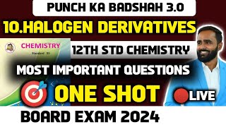 🔴LIVE12th CHEMISTRYChapter 10Halogen DerivativesOne ShotBoard Exam 2024Punch ka Badshah 30 [upl. by Lekym970]