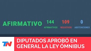 LEY ÓMNIBUS Diputados votó a favor para aprobar en general el dictamen de mayoría [upl. by Genovera260]