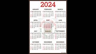 calendar calendar2024 2024 2024calendar holidays newcalendar 2024holidays lifestyle diary [upl. by Whelan]