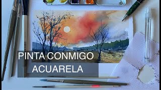 Cómo pintar un atardecer impactante  acuarela  watercolor sunset [upl. by Rayham]