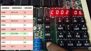 Getting to know 8085 MP Kit and 8 bit addition program [upl. by Nnail264]