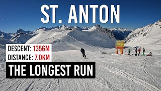 1356m descent from Schindler Spitze to St Anton am Arlberg UltraHD 4K [upl. by Jaimie]