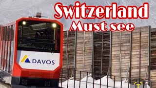 SPECTACULAR SCENIC RIDING CABLE TRAIN FROM DAVOS TO PARSENN IN SWITZERLAND [upl. by Christie13]