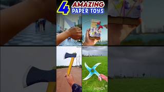 4 Amazing paper toys  how to make boomerang  paper ninja star launcher  paper kunai [upl. by Osrock]