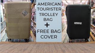 bagsreview Americantourister trolleybag cabinsize trollybag with bagcover 56cm [upl. by Anivas]