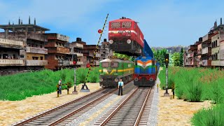 TRAINS CROSSING AT BUMPY BRANCHED RAILROAD TRACKS  Train Simulator [upl. by Finkelstein]