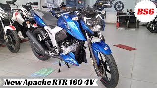 2020 New TVS Apache RTR 160 4V BS6 Blue Detailed Review  New Changes  Walkaround  Features⚡⚡ [upl. by Ardnekan]