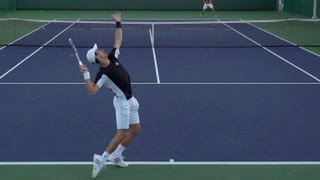 Novak Djokovic Serve In Super Slow Motion 3  Indian Wells 2013  BNP Paribas Open [upl. by Ahsinak524]