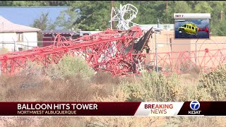 Balloon hits radio tower causing collapse in Albuquerque [upl. by Tremann299]