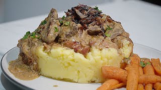 CLASSIC British dish modern twist Liver Onions and Bacon WHISKY CREAM sauce [upl. by Ainorev118]