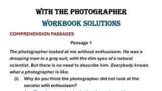 with the photographer by stephen leacock questions and answers class 9 and class 10 workbook answers [upl. by Nagel]