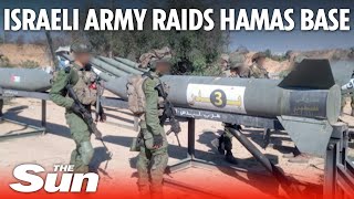 Israel Hamas War Hamas base raided as Israeli army seize rockets and weapons [upl. by Oniskey379]