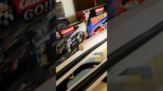 Corvette C7R Crashes Out While Pursued by Lamborghini Cop Car Carrera Go 143rd Scale Slot Racing [upl. by Nalced296]