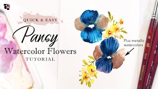 Beginner Friendly Watercolor Pansy Flowers  Stepbystep Tutorial [upl. by Darrin]