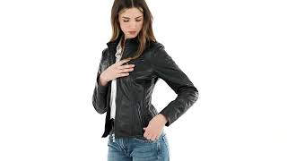 Giacca in pelle artigianale modello biker Iole colore nero da donna  Doppia Pelle [upl. by Ikkiv]