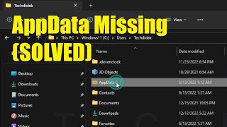 AppData Tidak Muncul Not Showing Missing di Windows 11 10  SOLUSI [upl. by Connelly658]