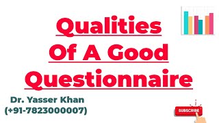 Qualities Of A Good Questionnaire  Questionnaire  Data Collection  Statistics  Questionnaires [upl. by Eimmaj204]