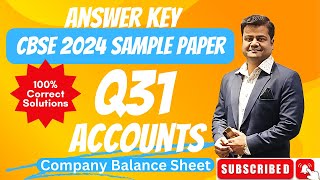 Q31  Schedule III Company Balance Sheet  CBSE Sample Paper 2024  Solution with Explanation [upl. by Ardis]