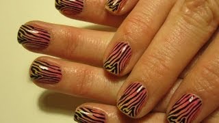 Zeberka na kolorowo  tutorial  colorfull zebra nail art  wzorki na paznokcie [upl. by Lotte589]