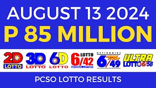 Lotto Result Today 9pm August 13 2024  PCSO Complete [upl. by Laith]