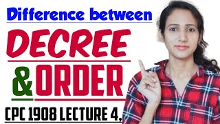 DECREE AND ORDER IN CPC  DIFFERENCE BETWEEN ORDER AND DECREE  CPC 1908 LECTURE 4 [upl. by Dias28]