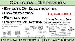 Effect of electrolytes  Coacervation  Peptization  Protective action  L6 U1  PP 2  4th Sem [upl. by Assenov407]