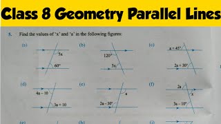 Class 8 Geometry Parallel Lines Exercise  Geometry Class 8  Find The Value of x [upl. by Deonne]