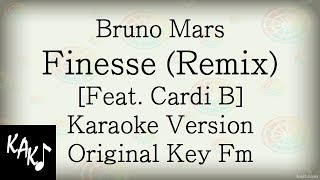 Bruno Mars Finesse Remix feat Cardi B Karaoke Version Original Key Fm Lyrics Instrumental HD Best [upl. by Mitchael]