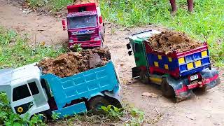 Amazing RC Stuck Construction Rural Nissan 00 Nissan 95 Hyundai Scania the best RC [upl. by Enyal]