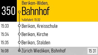 PostAuto Aargau Ansagen 350 BerikonWiden Bhf  Zürich Wiedikon Bhf  Isabelle [upl. by Dadelos]