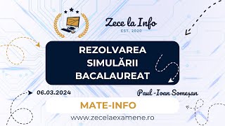 Rezolvare Simulare Examen Național Bacalaureat 2024  Informatica MI  Matematica Informatica [upl. by Latonia]