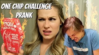 ONE CHIP CHALLENGE PRANK  Top Wife Vs Husband Pranks Worlds Spiciest Chip [upl. by Legnaros]