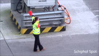 Marshaller at work Amsterdam Airport Schiphol [upl. by Ravid]