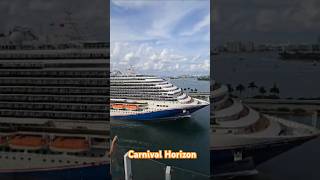 Carnival Horizon sailing by the Icon of the Seas with the sail away party underway cruise travel [upl. by Droffig]