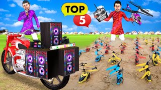 DJ Motorbike Wala 100 RC Helicopters Best Top Comedy Videos Collection Hindi Kahaniya Moral Stories [upl. by Delanie302]