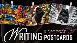 ✒️ WRITING amp Decorating postcards  Nov 2024  22  POSTCROSSING  Holographic address stickers [upl. by Kone]