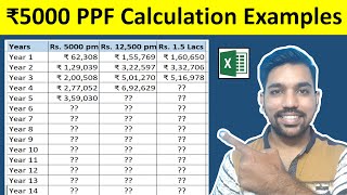 PPF Interest Calculation Examples  ₹5000 for 115 Years  Calculate PPF Returns Hindi [upl. by Sower]