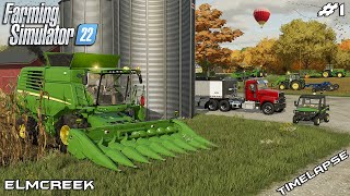 Big CORN and SOYBEANS harvest with JOHN DEEREs  Elmcreek  Farming Simulator 22  Episode 1 [upl. by Ecirual22]