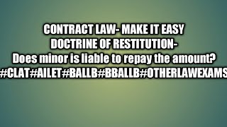 Doctrine of Restitution INDIAN CONTRACT ACT1872 [upl. by Ressay]