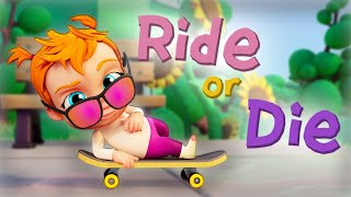 OFFiCiAL MUSiC ViDEO Cartoon Baby Adley Sings CRAZY Ride or Die Song BFFs Comment Down Below🛹👶🎤 [upl. by Radferd]