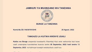 BUNGE MAJINA 2000 WALIOITWA KWENYE INTERVIEW AJIRA MPYA bungeni 2022TANGAZO LA NAFASI ZA KAZI [upl. by Seyer]